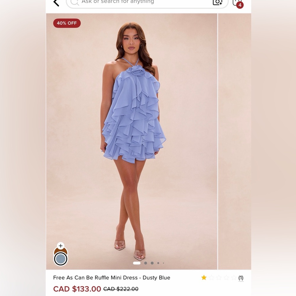 NOVA LUXE - Dusty Blue Ruffle Mini Dress